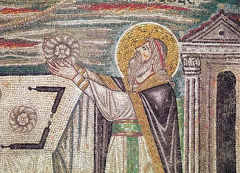 Melchisedech offers Bread at the Altar (detail)